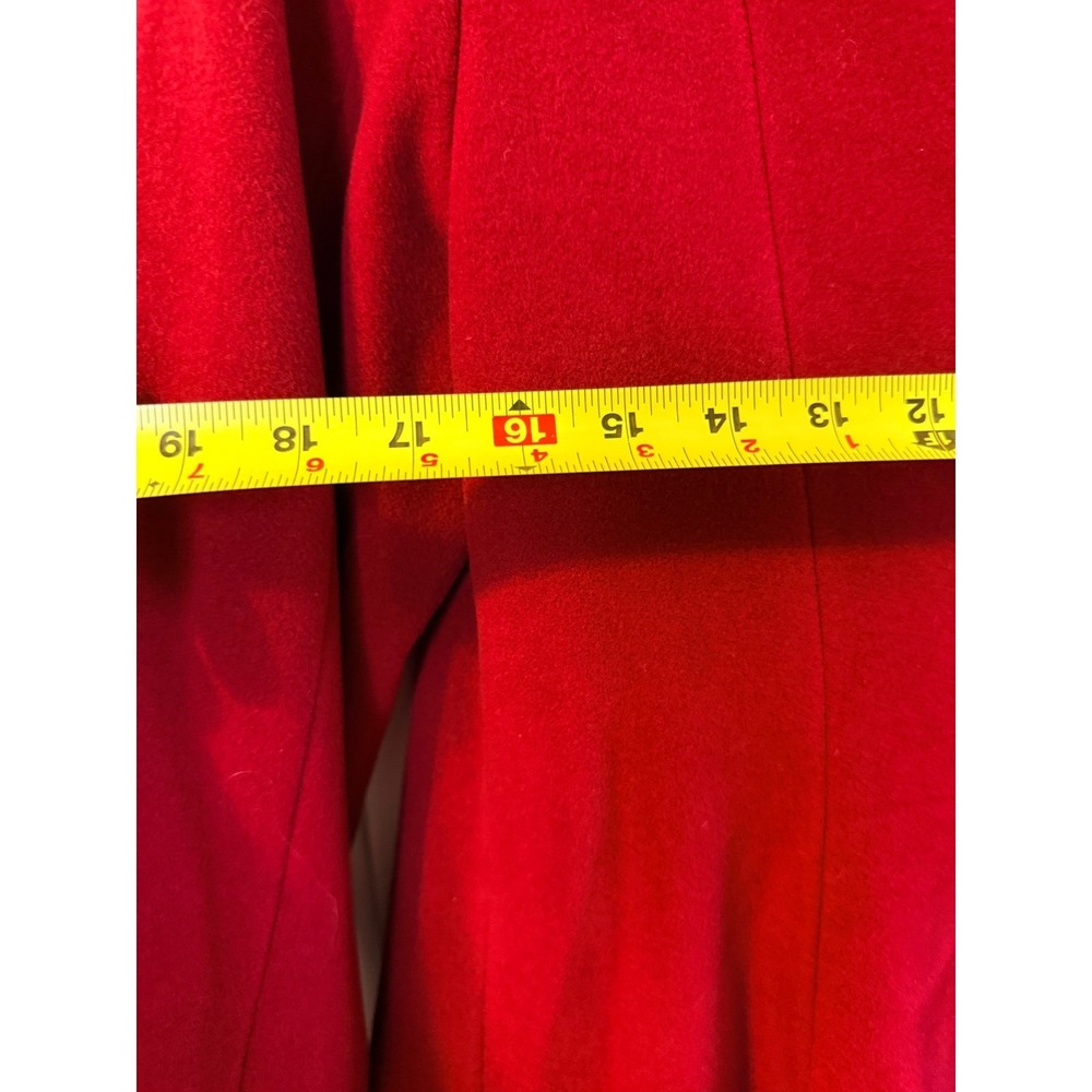 Marvin Richards New York Red Wool Blend Oversized Collar A-Line Coat Womens 10 - Picture 12 of 13